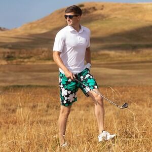 Royal & Awesome Paddy Par Mens Golf Shorts 42 Green Clover Pattern Shamrock